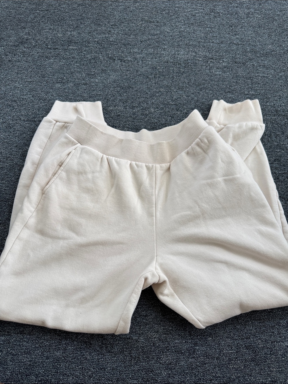 Forever 21 Cream Track pants with Elastic Waist